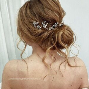 Bridal/Botanical Hair Accessory with Silver and White Accents